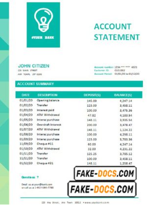 green setting universal multipurpose bank statement template in Word format