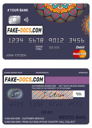 mandala jasmine universal multipurpose bank mastercard debit credit card template in PSD format, fully editable