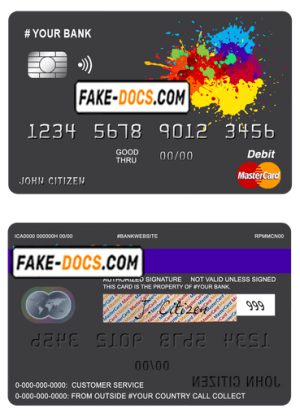 paintings color universal multipurpose bank mastercard debit credit card template in PSD format, fully editable