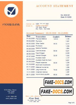 orange tech universal multipurpose bank statement template in Word format