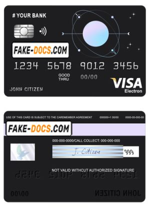 one space universal multipurpose bank visa electron credit card template in PSD format, fully editable