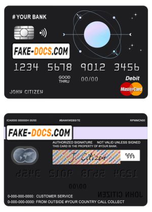 one space universal multipurpose bank mastercard debit credit card template in PSD format, fully editable
