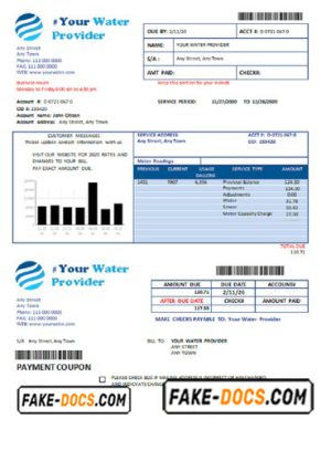 motion water universal multipurpose utility bill template in Word format