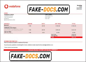 USA Vodafone invoice template in Word and PDF format, fully editable USA Vodafone invoice template in Word and PDF format, fully editable