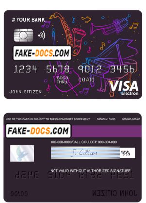 moonlight instrumental universal multipurpose bank visa electron credit card template in PSD format, fully editable