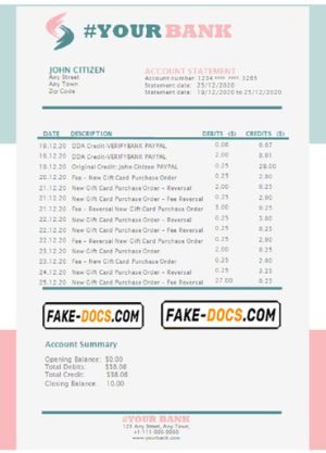ruby splash universal multipurpose bank statement template in Word format