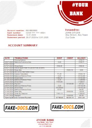 red circles universal multipurpose bank statement template in Word format