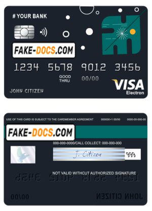 powder art universal multipurpose bank visa electron credit card template in PSD format, fully editable