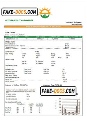 sun voice universal multipurpose utility bill template in Word format