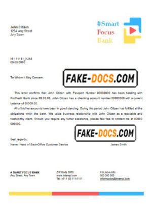 smart focus bank universal multipurpose bank account reference template in Word and PDF format