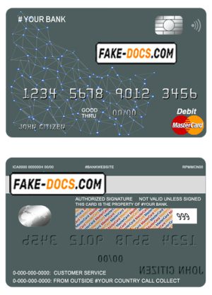 geometrex universal multipurpose bank mastercard debit credit card template in PSD format, fully editable