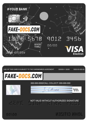 galaxy wolf universal multipurpose bank visa electron credit card template in PSD format, fully editable