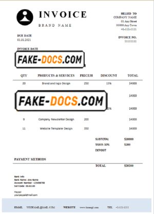 strong charm universal multipurpose professional invoice template in Word and PDF format, fully editable