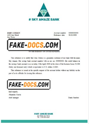 sky amaze bank universal multipurpose bank account reference template in Word and PDF format