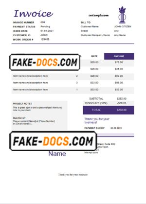 rising side universal multipurpose tax invoice template in Word and PDF format, fully editable