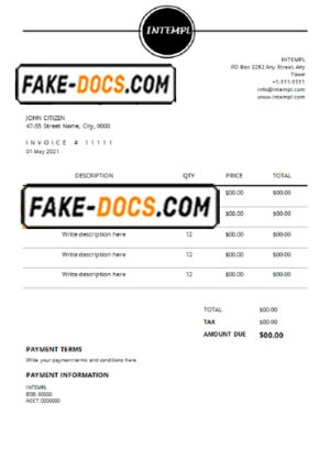 rare branding universal multipurpose professional invoice template in Word and PDF format, fully editable