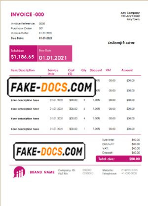 protect eagle universal multipurpose tax invoice template in Word and PDF format, fully editable