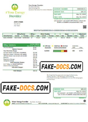 energy fluence universal multipurpose utility bill template in Word format