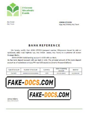 green union bank universal multipurpose bank account reference template in Word and PDF format