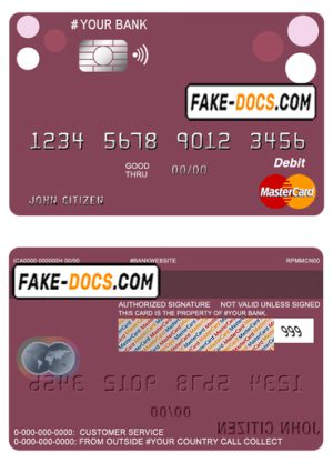 roundara universal multipurpose bank mastercard debit credit card template in PSD format, fully editable