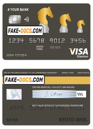 ride horse universal multipurpose bank visa electron credit card template in PSD format, fully editable