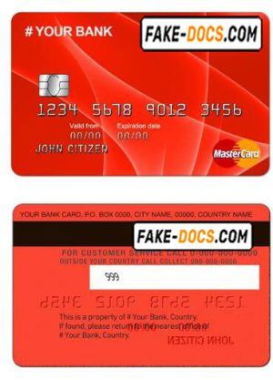 red creative universal multipurpose bank card template in PSD format, fully editable