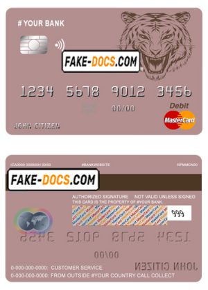 tigarara universal multipurpose bank mastercard debit credit card template in PSD format, fully editable