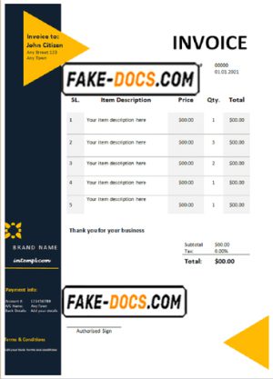 bio universal multipurpose tax invoice template in Word and PDF format, fully editable