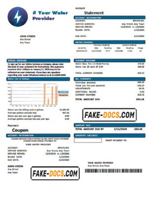 electric trust universal multipurpose utility bill template in Word format