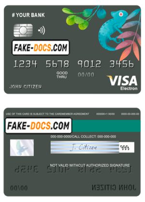 bueno tropical universal multipurpose bank visa electron credit card template in PSD format, fully editable