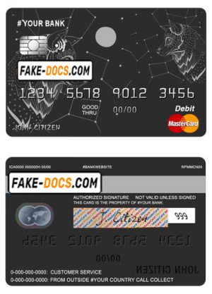 galaxy wolf universal multipurpose bank mastercard debit credit card template in PSD format, fully editable