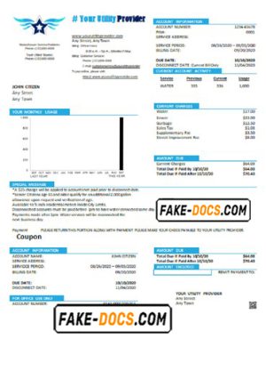 blue safe universal multipurpose utility bill template in Word format