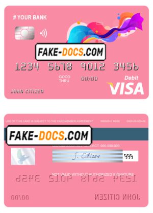 draw colorful universal multipurpose bank visa credit card template in PSD format, fully editable