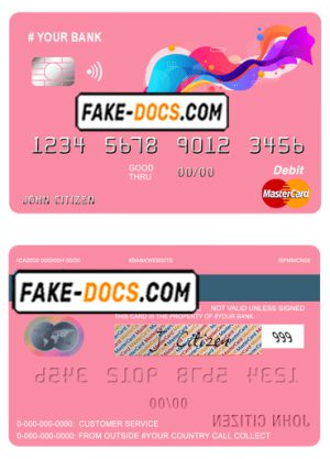 draw colorful universal multipurpose bank mastercard debit credit card template in PSD format, fully editable