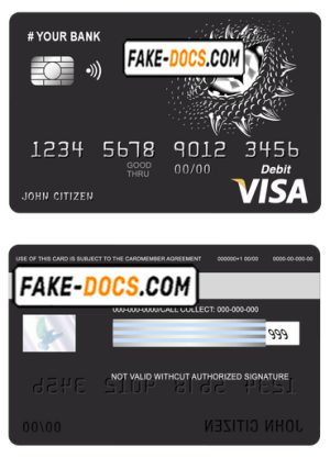 dragonella universal multipurpose bank visa credit card template in PSD format, fully editable