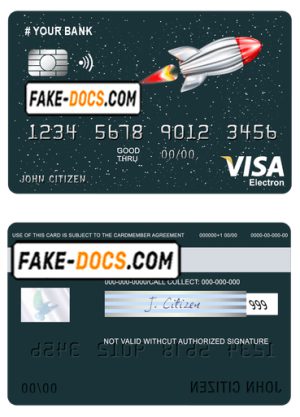 direct rocket universal multipurpose bank visa electron credit card template in PSD format, fully editable