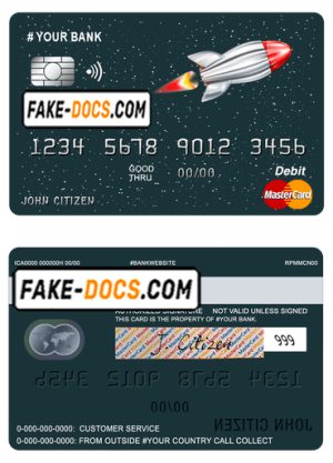 direct rocket universal multipurpose bank mastercard debit credit card template in PSD format, fully editable