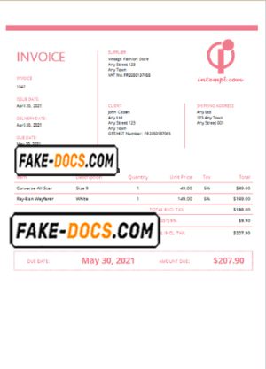 pink delicious universal multipurpose tax invoice template in Word and PDF format, fully editable