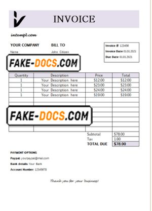 great setting universal multipurpose professional invoice template in Word and PDF format, fully editable