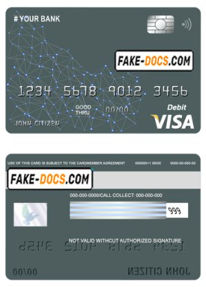 geometrex universal multipurpose bank visa credit card template in PSD format, fully editable