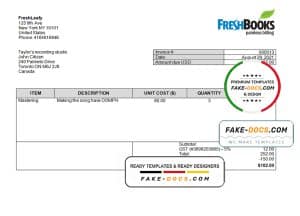 USA FreshBooks Company invoice template in Word and PDF format, fully editable USA FreshBooks Company invoice template in Word and PDF format, fully editable