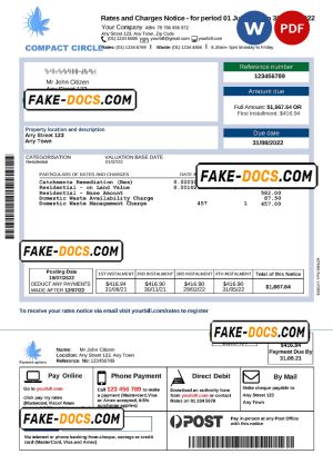 compact circle universal multipurpose utility bill, Word and PDF template, 2 pages