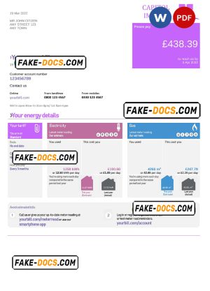 capitol imact universal multipurpose utility bill, Word and PDF template