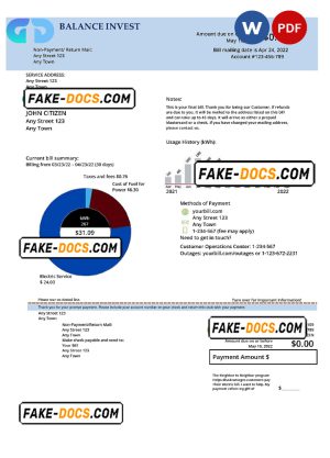balance invest universal multipurpose utility bill, Word and PDF template