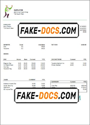 green culture pay stub template in Word and PDF format