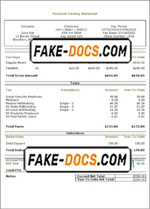 smooth slick pay stub template in Word and PDF format