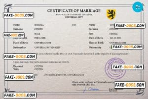 romance universal marriage certificate PSD template, fully editable