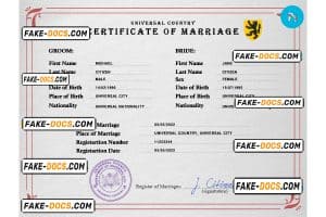 micro universal marriage certificate PSD template, fully editable