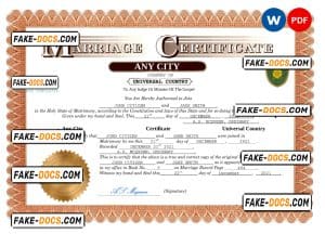 forever universal marriage certificate Word and PDF template, fully editable
