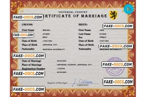 sentiment marriage certificate PSD template, fully editable